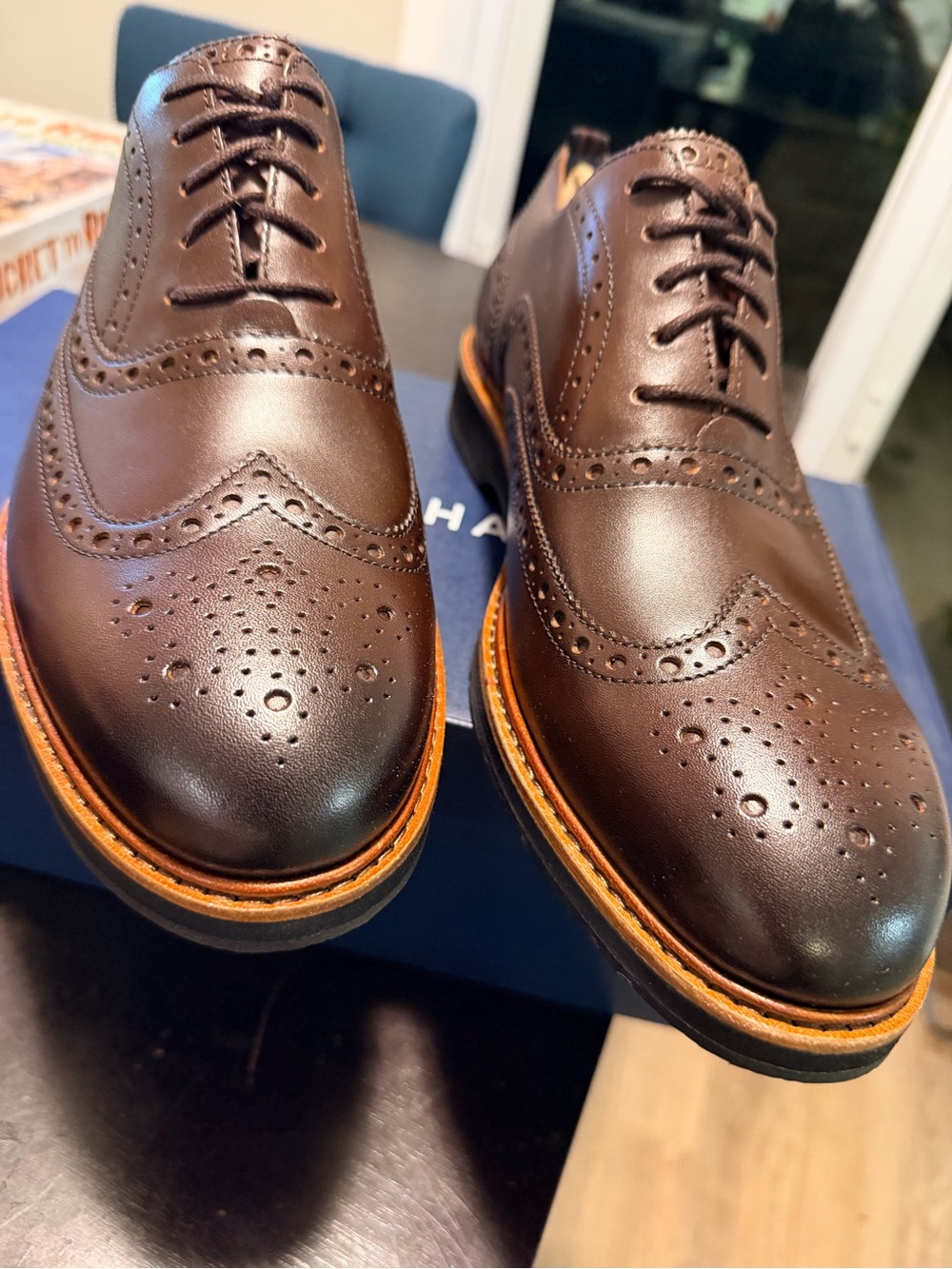 Cole Haan Men's Dark Brown Brogue Wingtip Oxfords